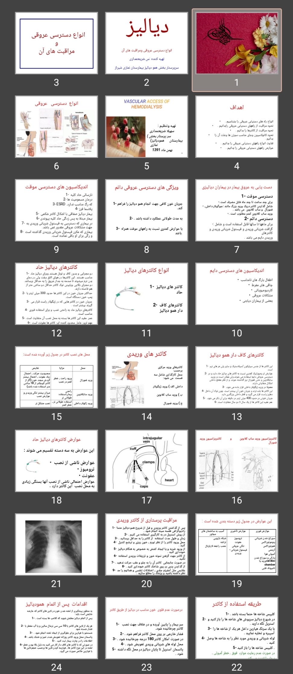 پاورپوینت انواع دسترسی عروقی ومراقبت های آن (انواع کاتتر عروقی، دیالیز)