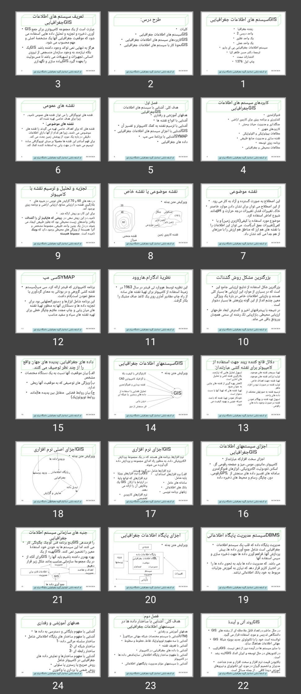 پاورپوینت جامع مفاهیم پایه GIS دانشگاه پیام نور