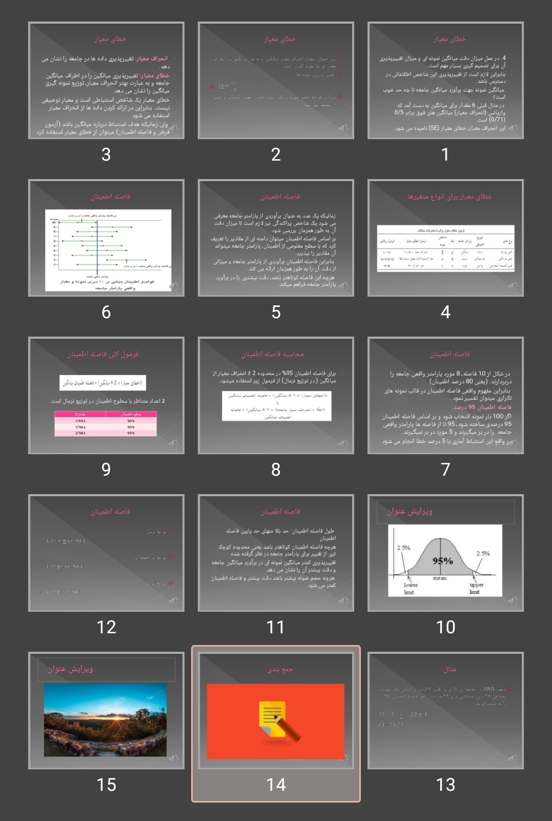 پاورپوینت خطای معیار و فاصله اطمینان
