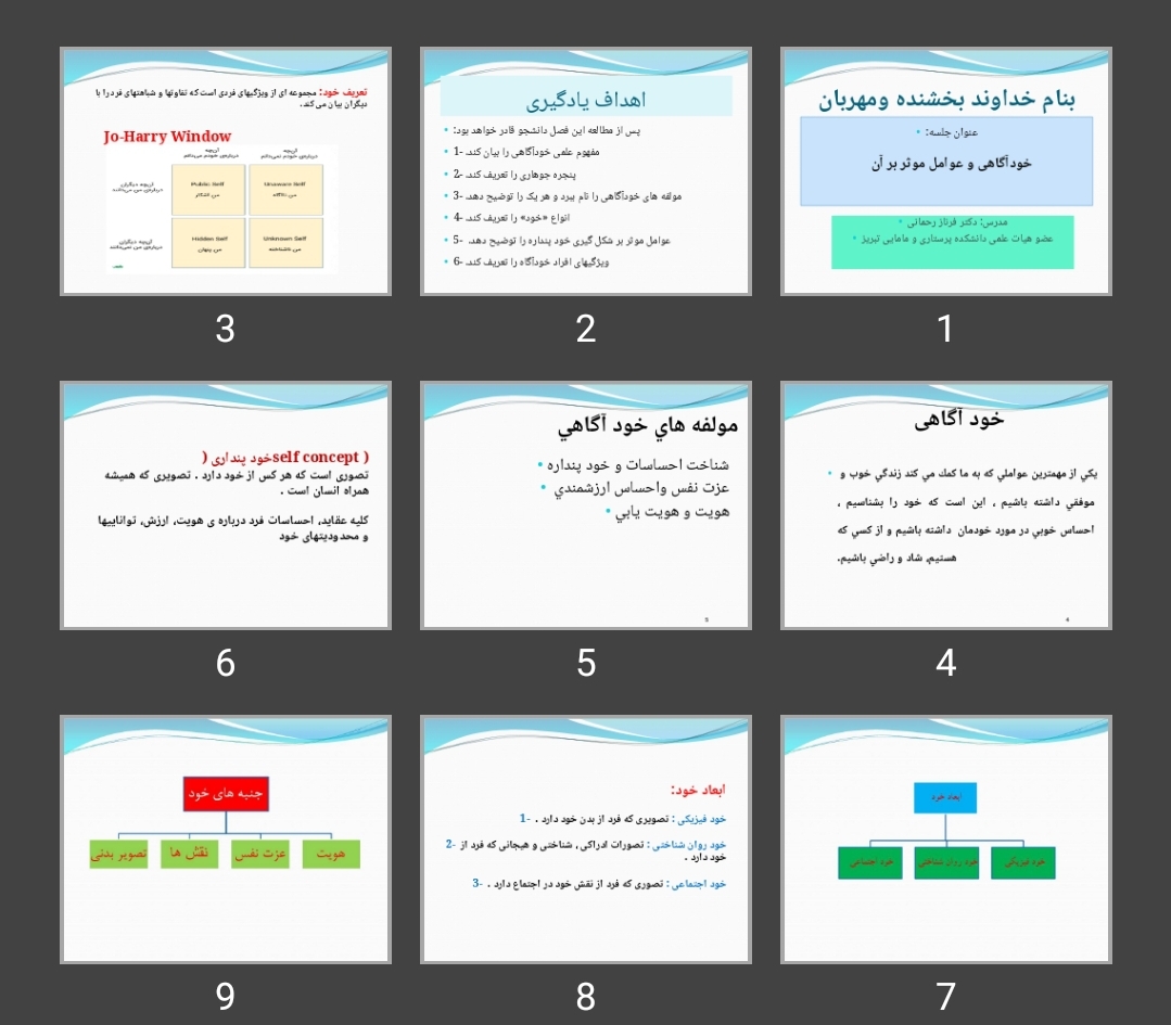 پاورپوینت خودآگاهی و عوامل موثر بر آن