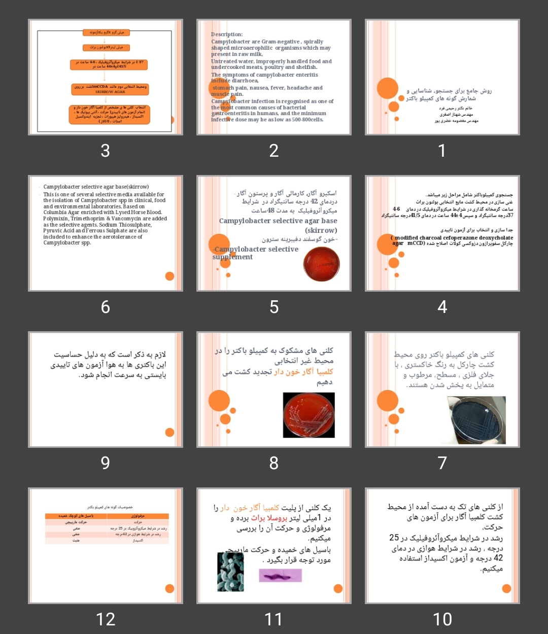 پاورپوینت روش جامع برای جستجو، شناسایی و شمارش گونه های کمپیلو باکتر