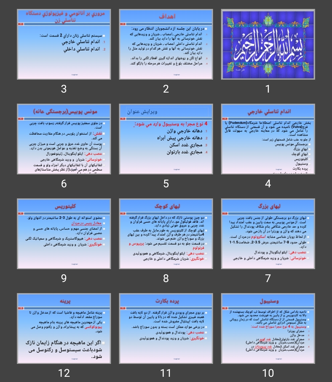 پاورپوینت مروری بر آناتومی و فيزيولوژی دستگاه تناسلی زن