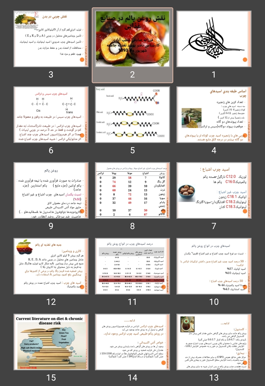 پاورپوینت نقش روغن پالم در صنایع غذایی