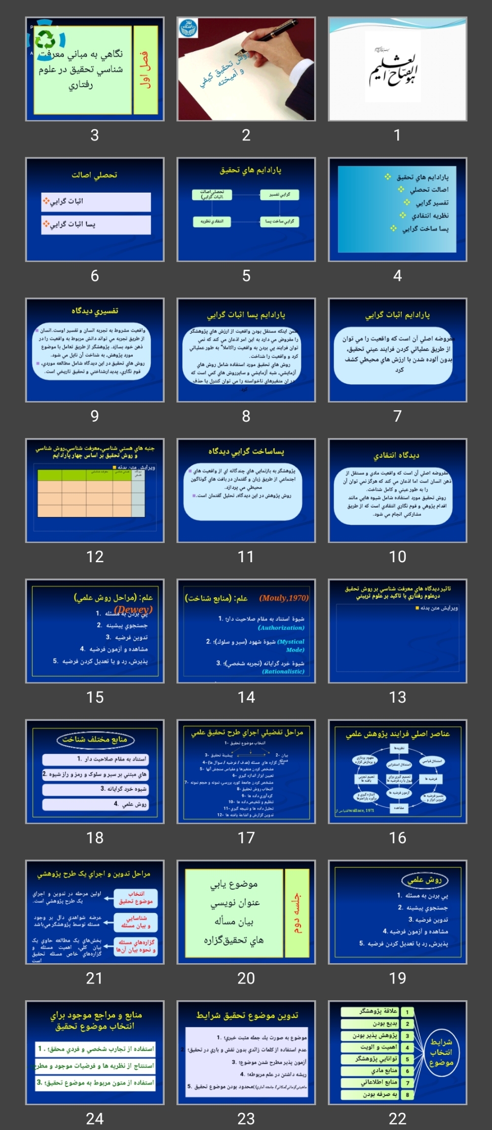 پاورپوینت نگاهی به مبانی معرفت شناسی تحقيق در علوم رفتاری دکتر غباری