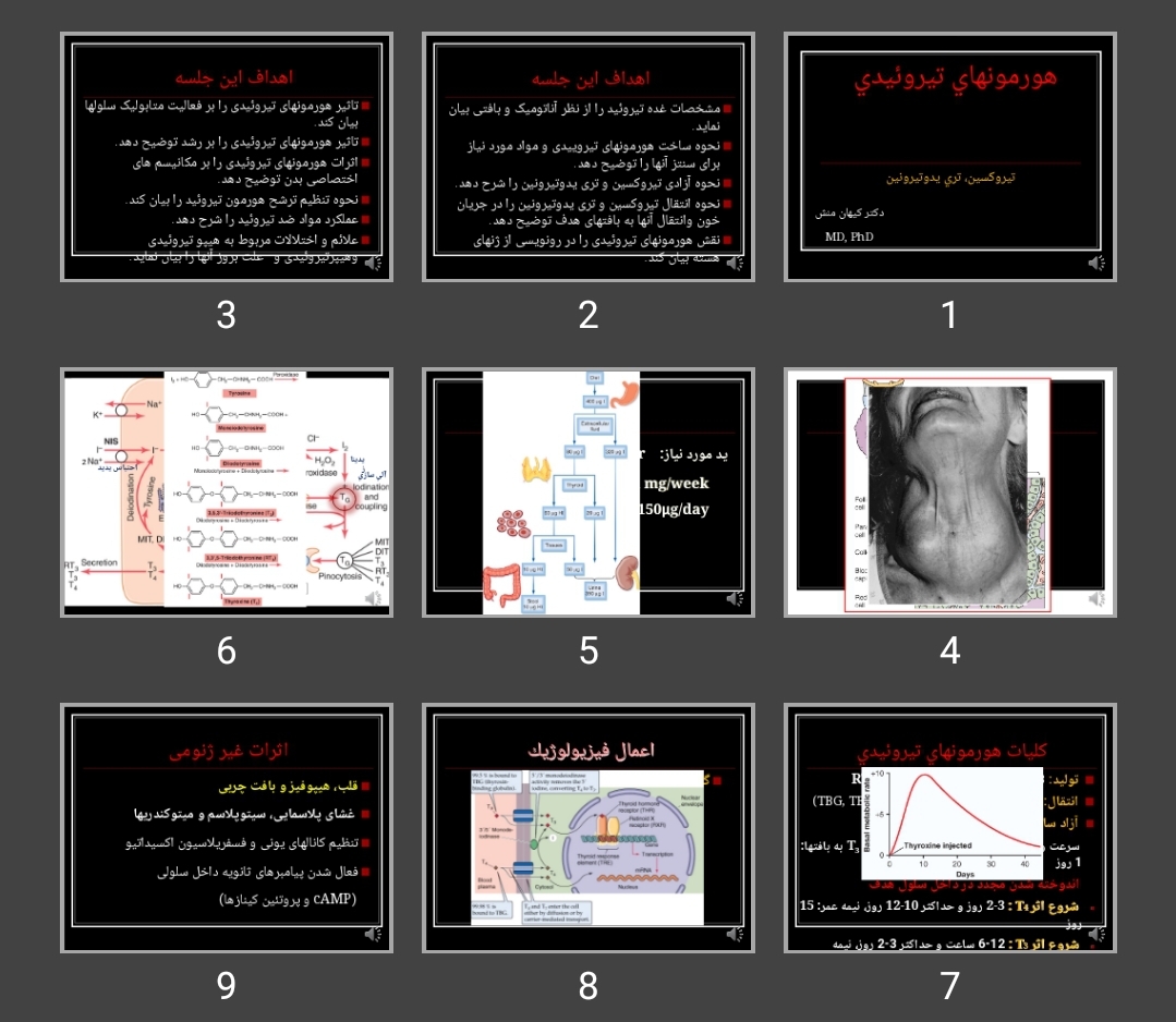 پاورپوینت هورمون های تيروئيدی (تيروكسين، تری يدوتيرونين)